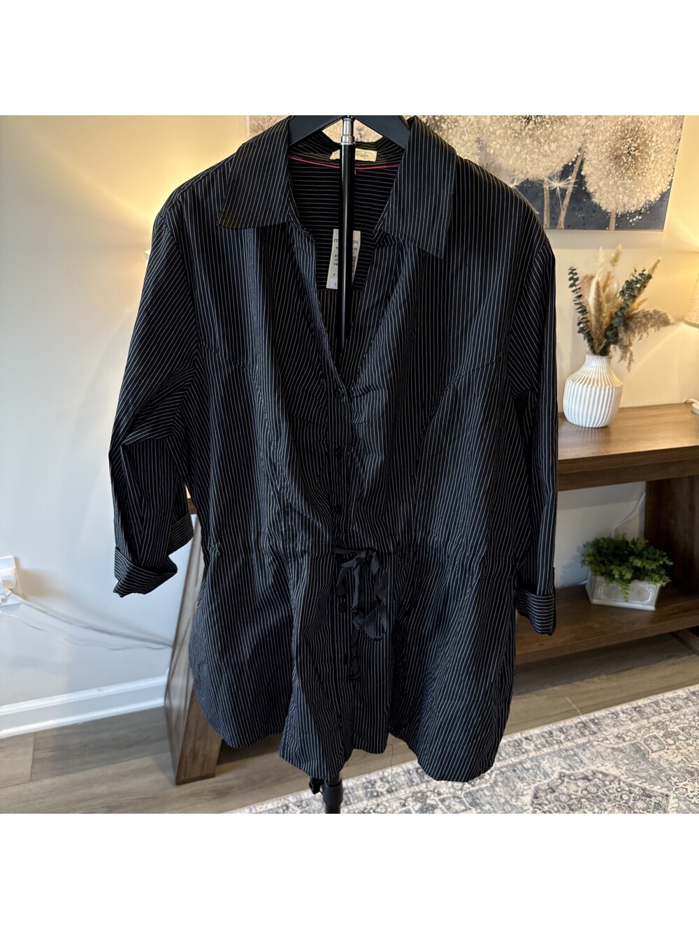 Maurice’s Plus Button Down Long Sleeve Tunic With Drawstring Waist Plus Size 2